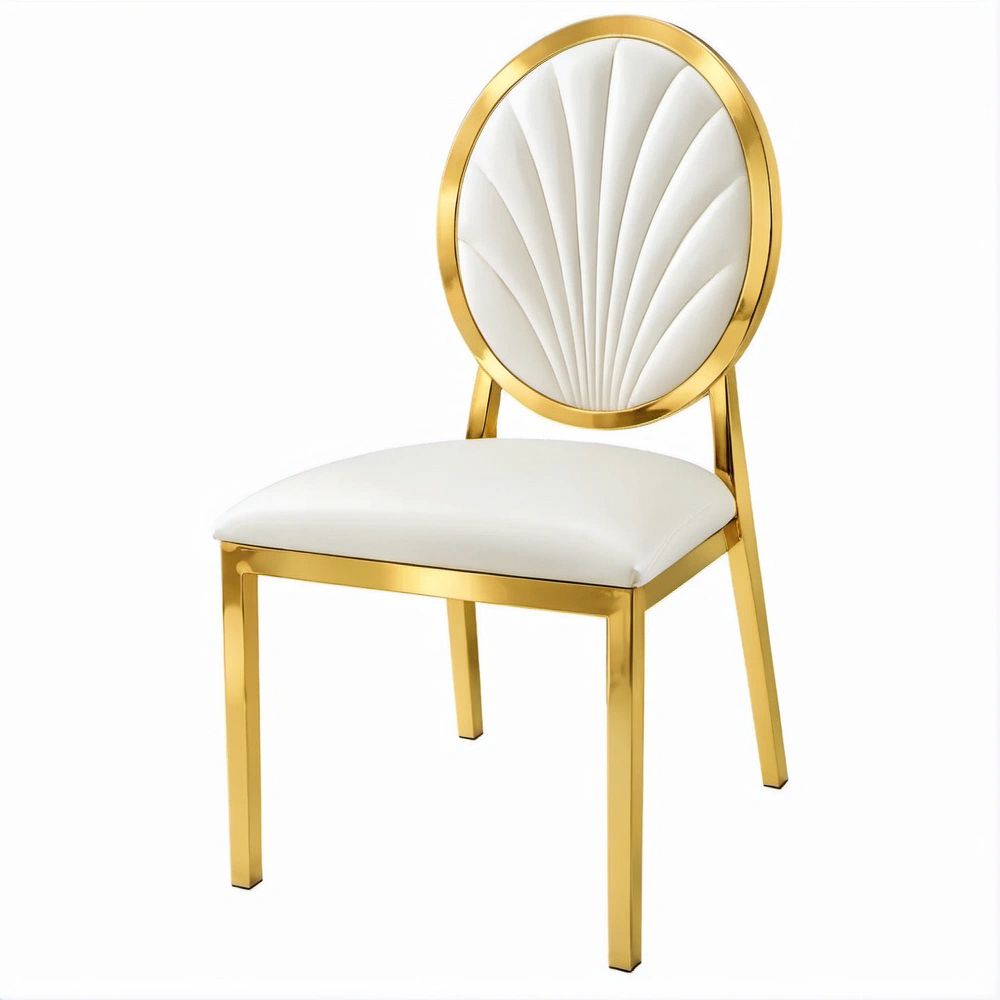 Esszimmerstuhl mit ovaler Rückenlehne, Weiss/Gold, 50 x 58 x 98 cm