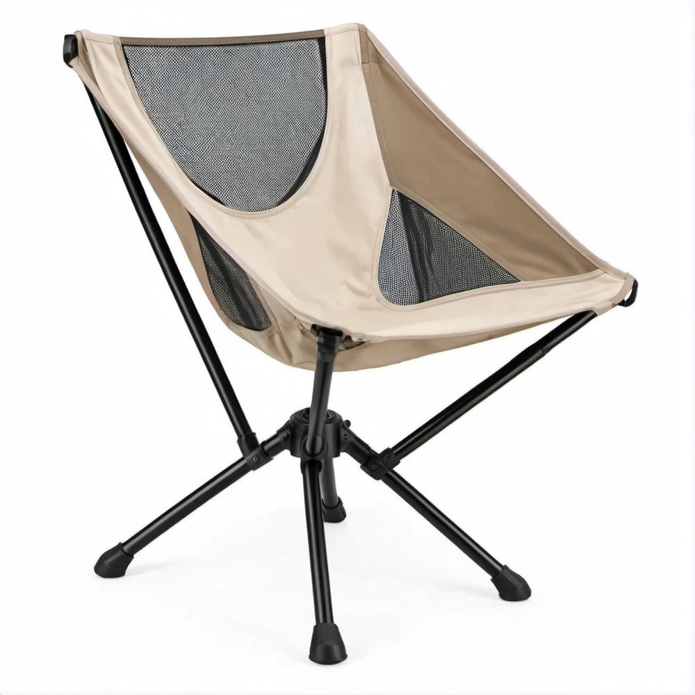 Klappbarer Campingstuhl in Butterfly-Form, Beige/Schwarz, 65 x 52 x 98 cm