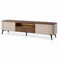 TV-Lowboard aus MDF mit Nussbaumfurnier, Walnussbraun/Beige/Schwarz, 200 x 45 x 55 cm