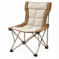 Klappbarer Campingstuhl mit hoher Rückenlehne, Beige/Braun/Taupe, 60 x 50 x 105 cm