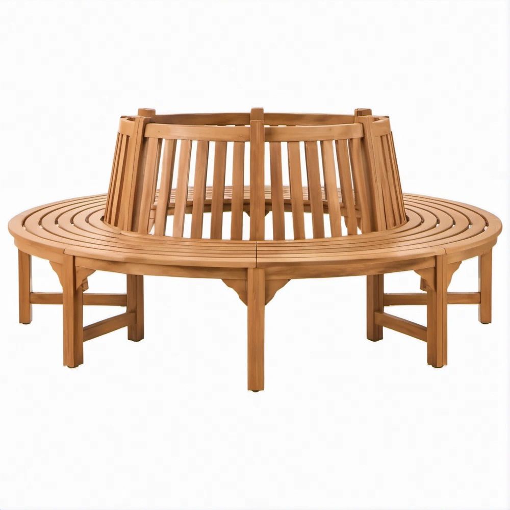 Runde Baumbank aus Akazien-Massivholz, Honigbraun, Ø 150 cm