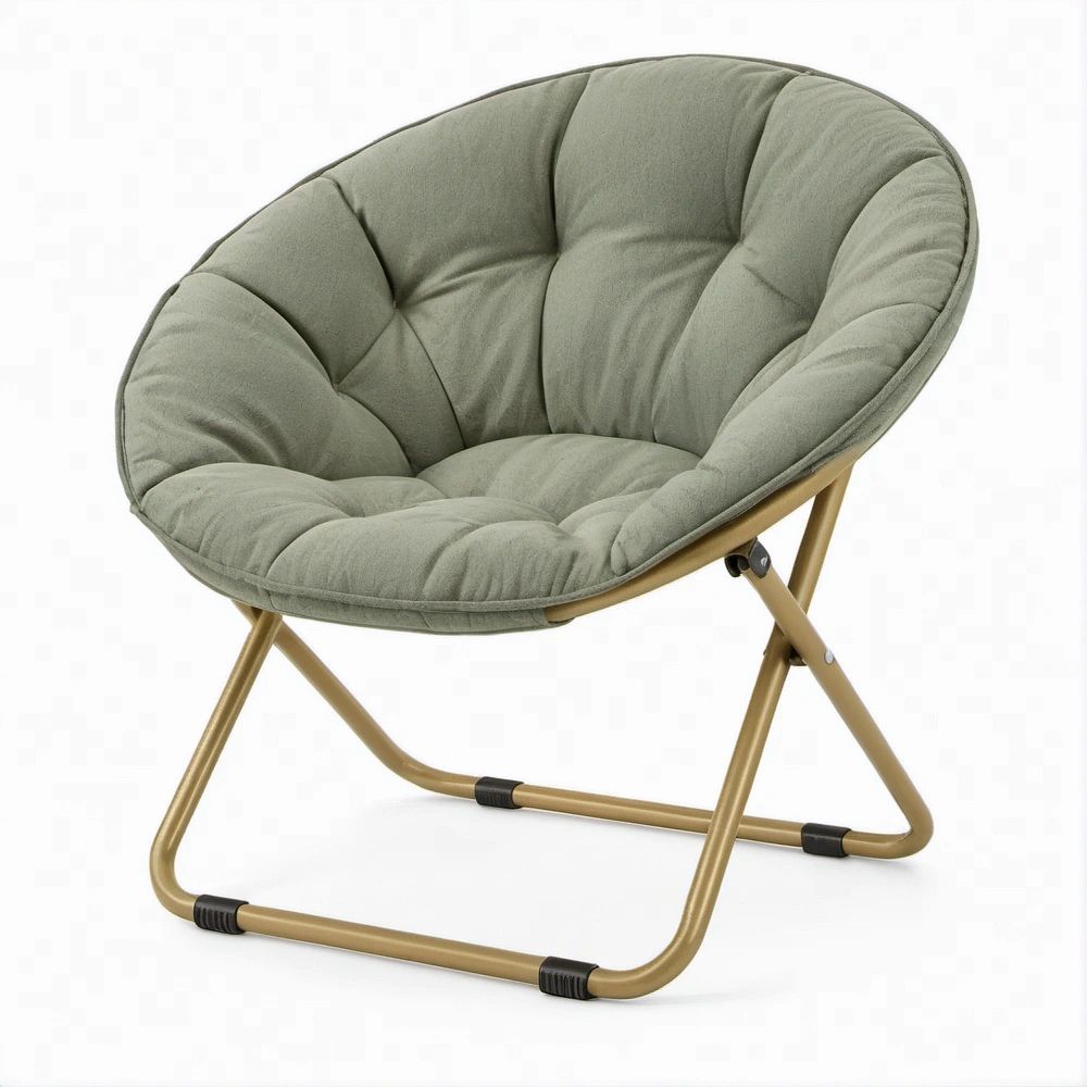 Klappbarer Rundsessel Hellgrün/Goldfarben mit Polyesterpolster, 80 x 75 x 76 cm
