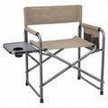 Klappbarer Campingstuhl mit Seitentisch, Getränkehalter und Tasche, Taupe/Anthrazit, 80 x 50 x 88 cm