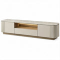 TV-Lowboard in Creme, Hellgrau und Gold, MDF und Sinterstein, 200 x 40 x 55 cm