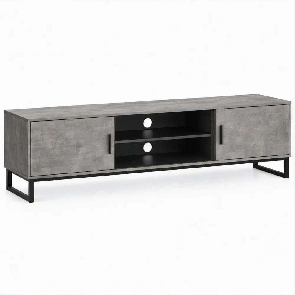 TV-Lowboard in Betonoptik Grau/Schwarz, 140 x 40 x 50 cm